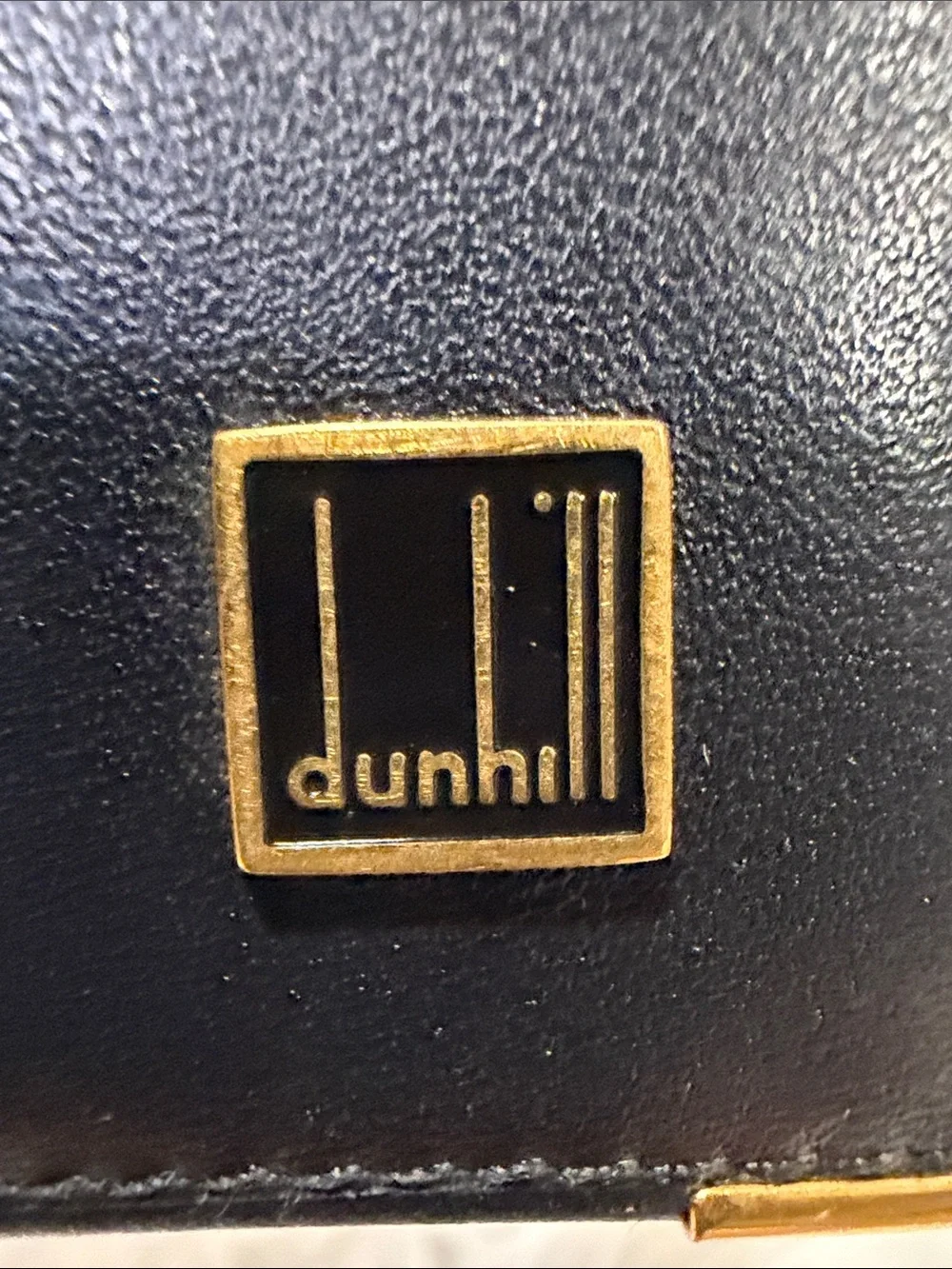 DUNHILL Black Leather Bifold Wallet with Gold Accents